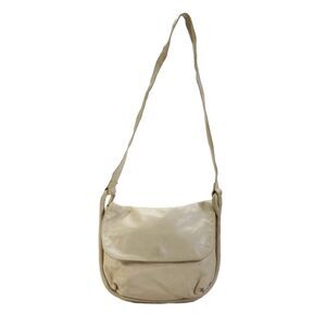 cul de sac Womens Leather Snap Closure Shoulder Handbag Beige